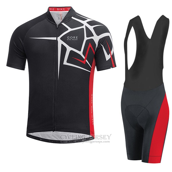 2017 Cycling Jersey Gore Bike Wear Power Adrenaline Black Short Sleeve and Bib Short